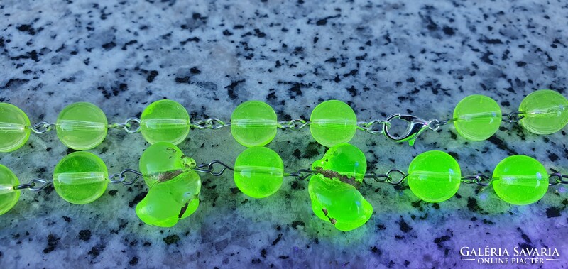 Genuine Czech uranium glass necklace with duck beads #24078 handmade product