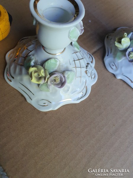 Pair of porcelain candle holders