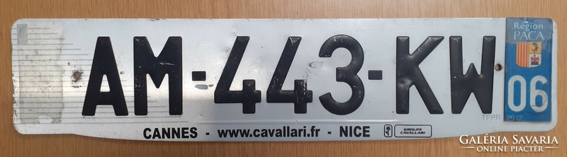 French license plate number plate am-443-kw France 1.