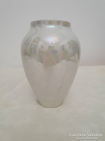 Luster-glazed raven house vase