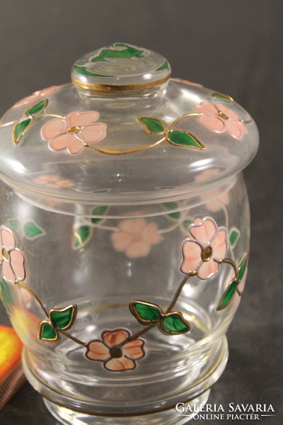 Antique hand-painted glass bonbonier 961