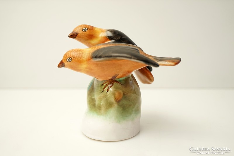 Pair of old ceramic birds from Bodrogkeresztúr / retro Hungarian ceramics / hand-painted birds
