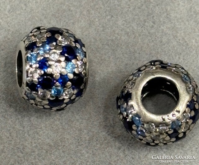 Pandora style silver charms with zirconia stones
