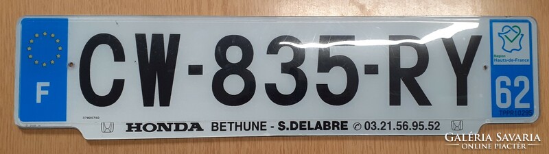 French license plate number plate cw-835-ry France