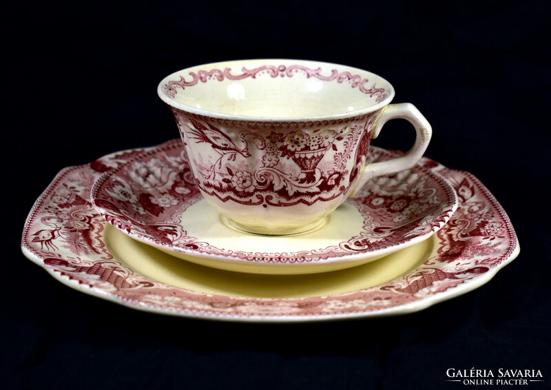 Antique maestricht victoria antique Dutch faience tea cup with cake plate