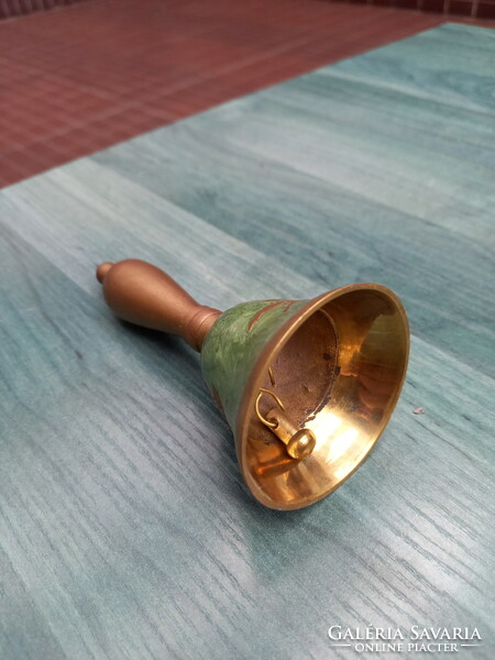 Sumptuous old enameled copper bell (13x6.2 cm)