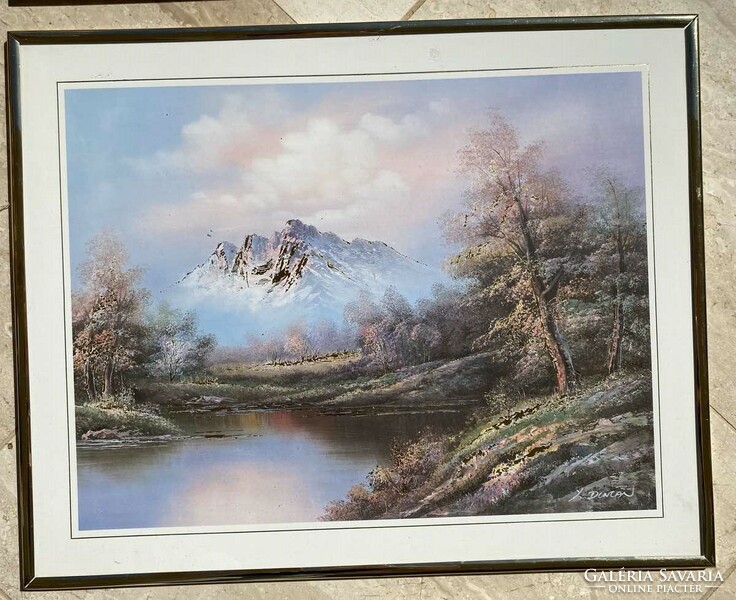 Large glassy 3D-like, shiny picture in a metal frame