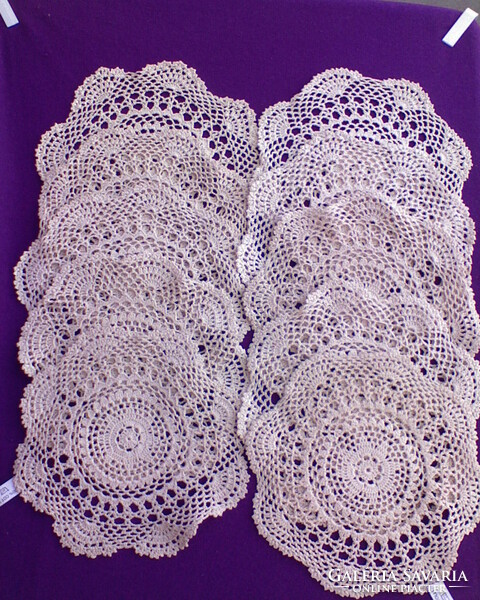 Ecru round round small crochet tablecloth 10pcs