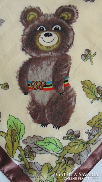 Vintage scarf, Moscow Olympic mass teddy bear 1980