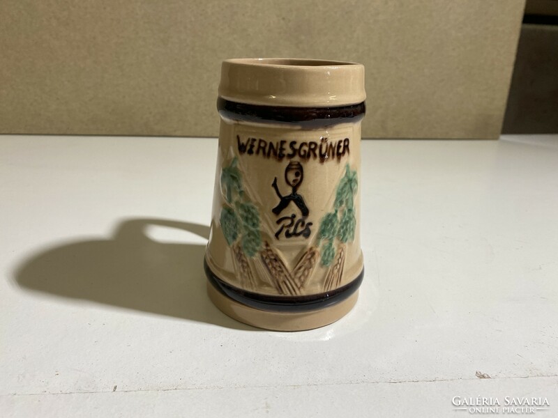 Wernesgrüner ceramic beer mug, size 14 x 12 cm. 4842
