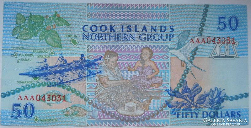 Cook-szigetek 50 dollár 1992 UNC Nagyon Ritka!