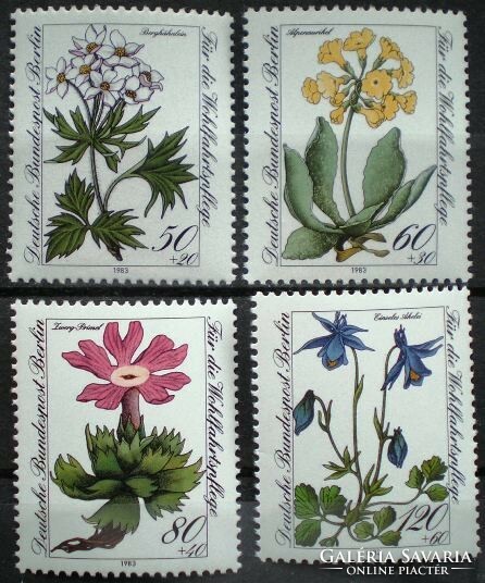 BB703-6 / Németország - Berlin 1983 Népjólét : Veszélyeztetett alpesi virágok bélyegsor postatiszta