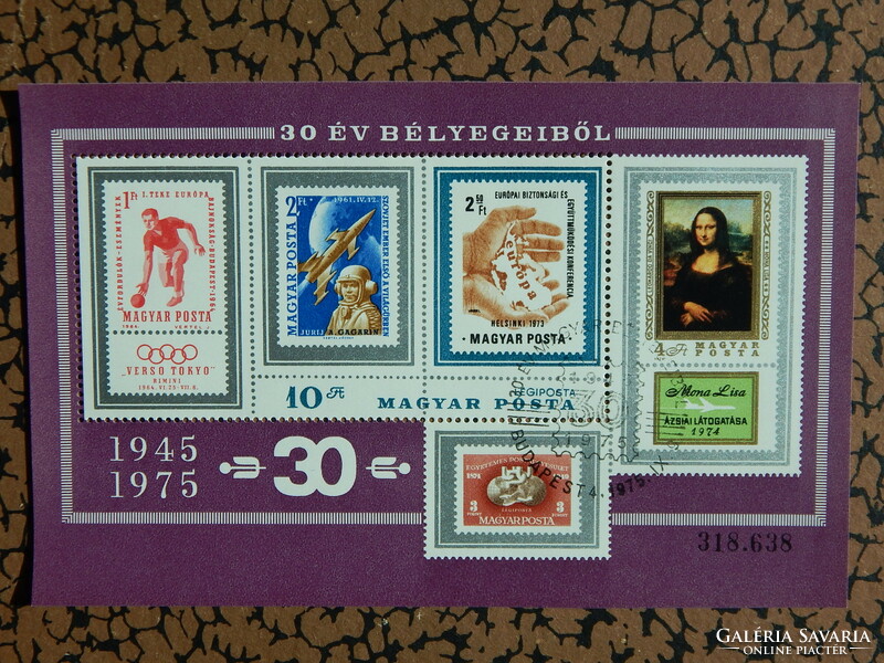 1975. 30 év bélyegeiből - blokk - pecsételt, elsőnapi