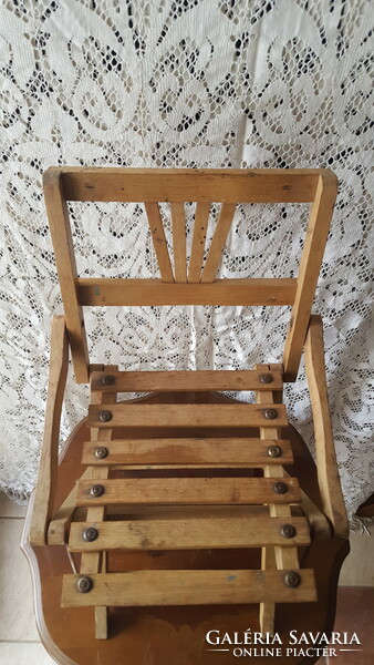 Vintage folding, children's wooden camping chair