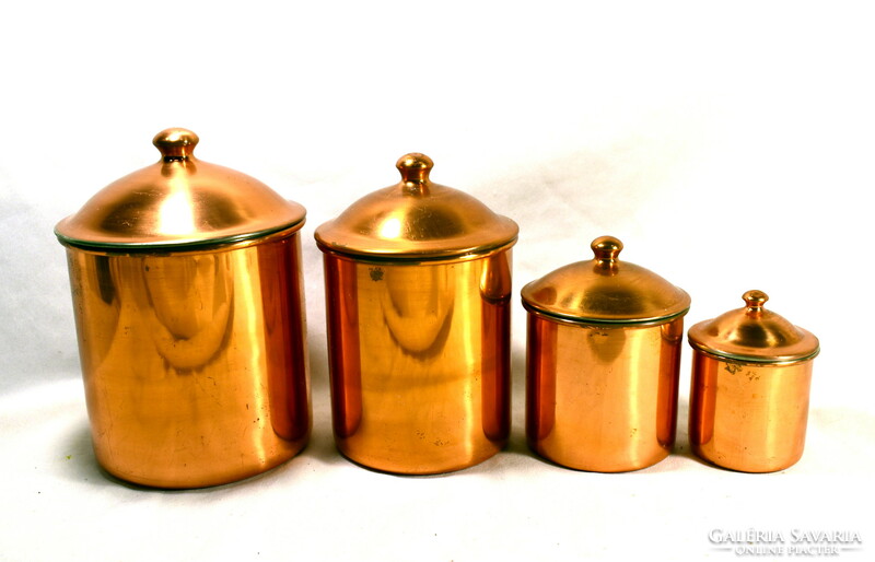 Red copper kitchen spice storage set with lid!