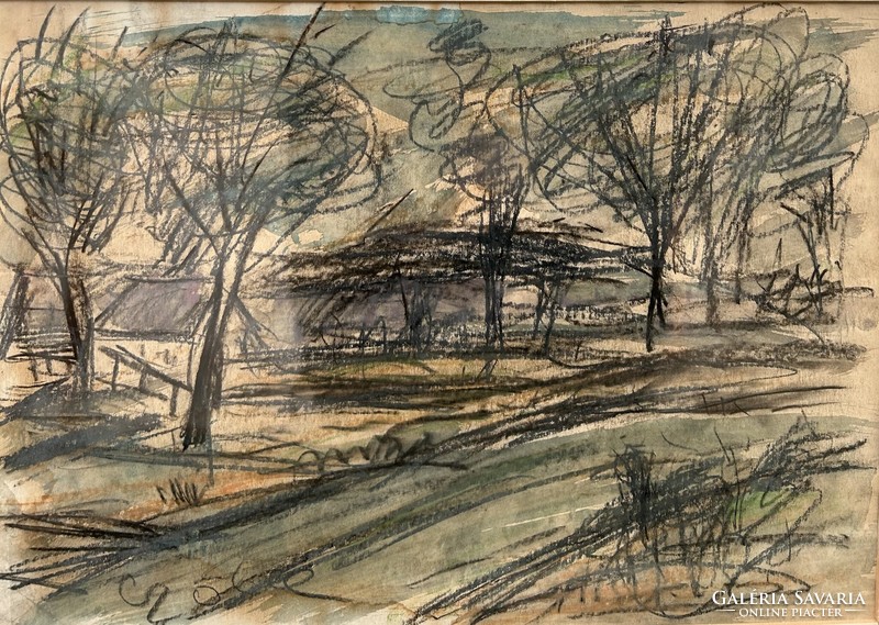 Béla Czóbel (1883-1976) landscape with houses