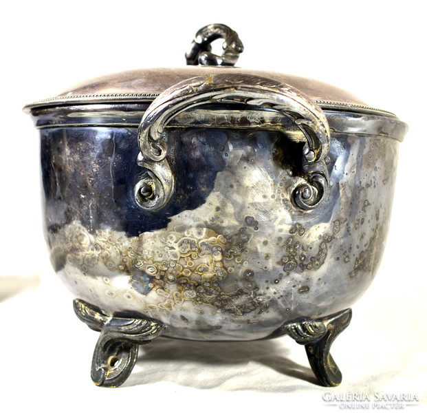 Leo! French powerful silver-plated antique covered bowl from the 19th century. From the end of the century!!!