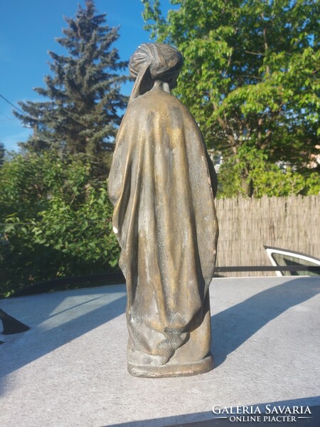 55 cm magas, bronzírozott női szent szobor, gipsz