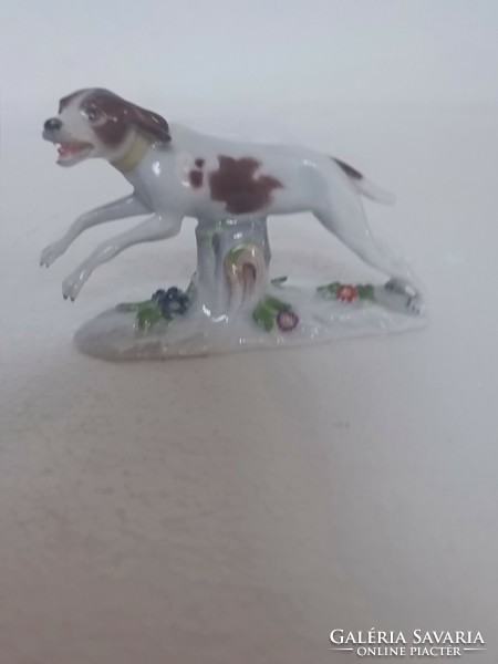 Antik meissen porcelán 19 század vadàsz kutya