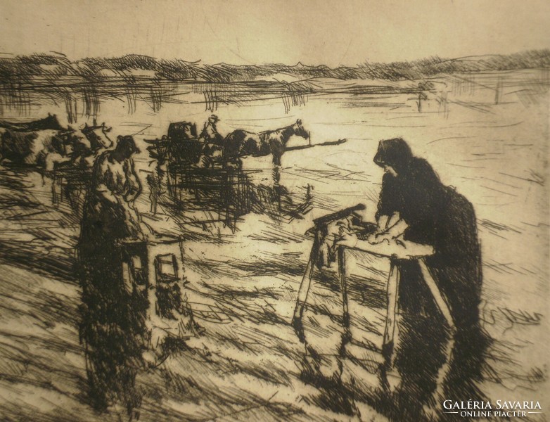 István Imre (1918-1983): washerwomen on the Balaton coast