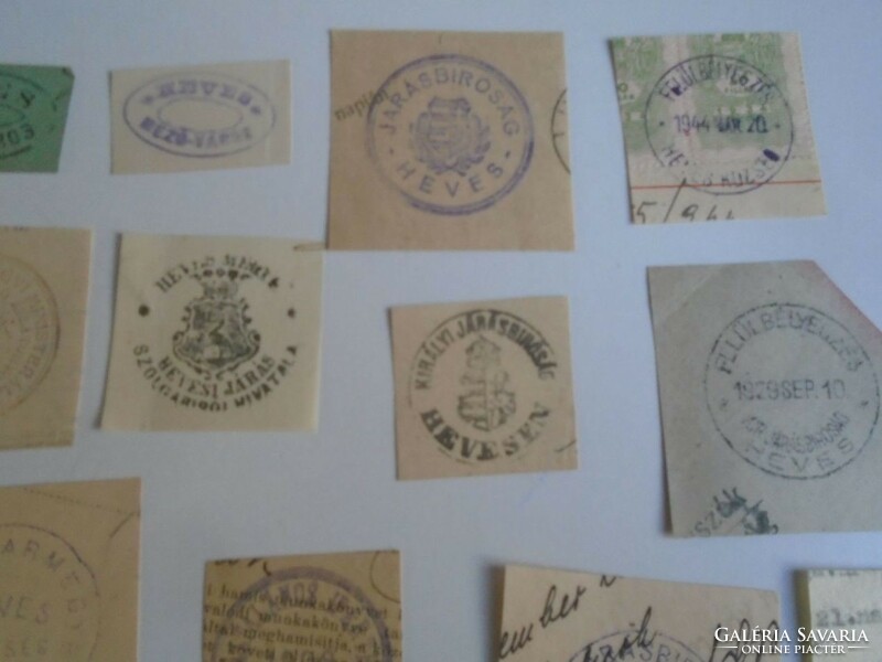 D202358 HEVES  régi bélyegző-lenyomatok 37 db.   kb 1900-1950's