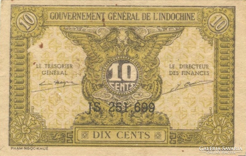 10 cent cents 1942 Francia Indokína Katonai