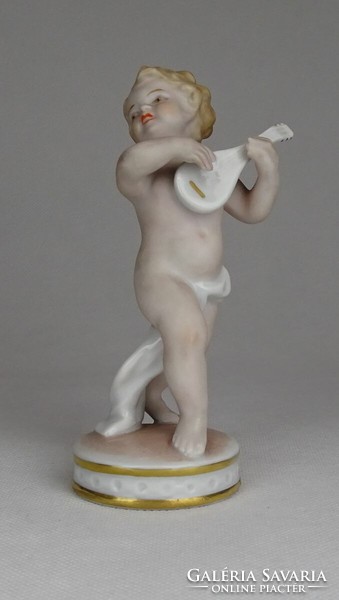 V221 Schaubach kunst porcelán zenélő kisfiú
