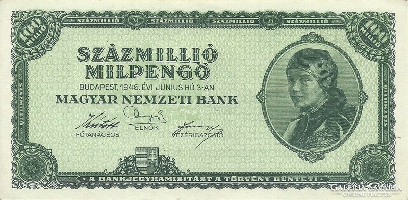 Százmillió milpengő 1946 3. UNC