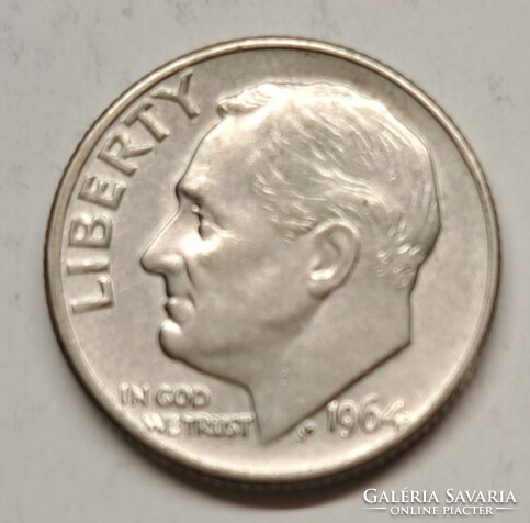 1964.. USA ezüst Roosevelt 1 dime F/4