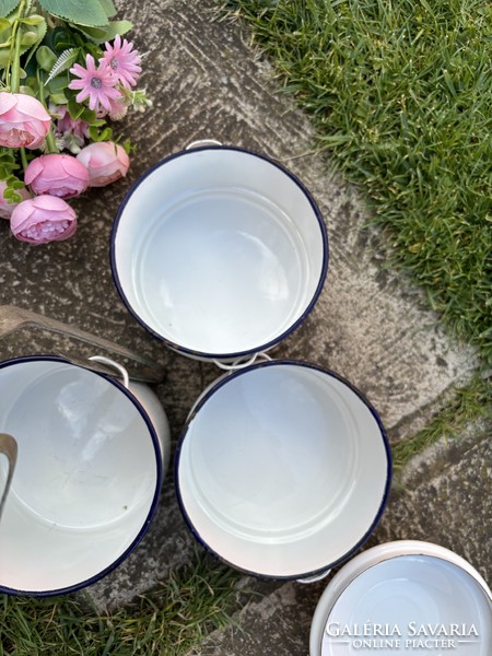 Zománcos zomàncozott Gyönyörű  Bonyhádi ételhordó ételes konyhai eszköz falusi paraszti