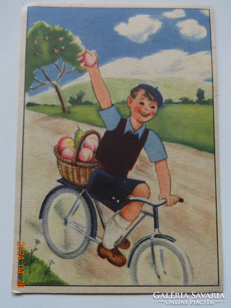 Old graphic fruit propaganda postcard, postmarked