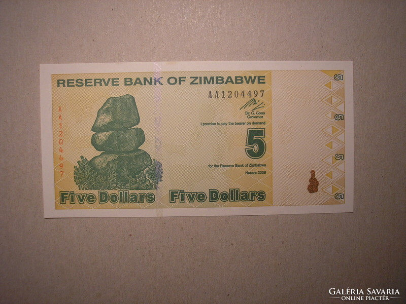 Zimbabwe - 5 Dollar 2009 UNC