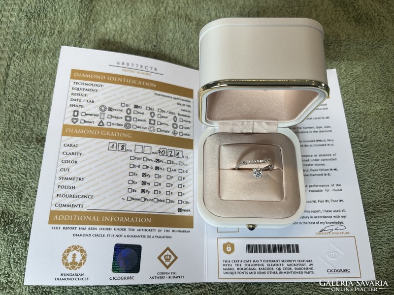 18k fehérarany gyűrű 0.21ct gyémánttal Certifikáttal