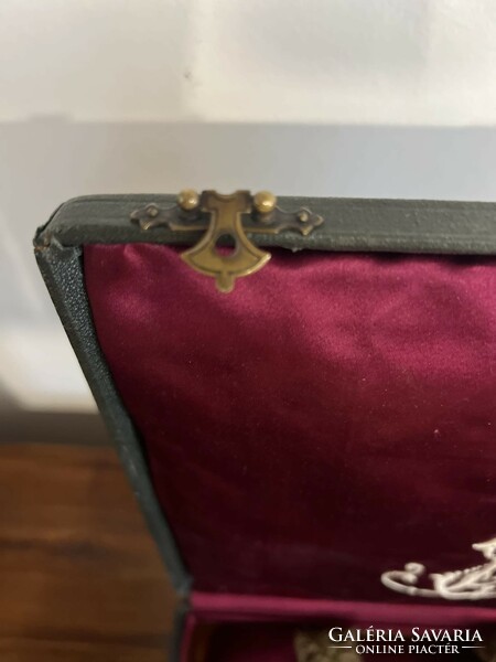 For collectors! Antique noble coat of arms jewelry holder from the end of the 1800s, count, baron, crown