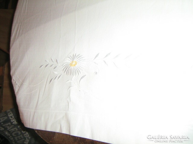 Beautiful white machine embroidered soft flannel sheet