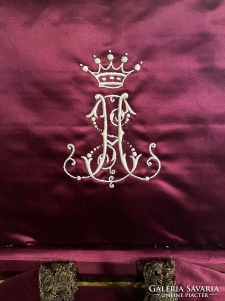 Gyüjtőknek! ANTIK Nemesi címeres ékszertartó az 1800-as évek végéről, grófi, bárói, koronás