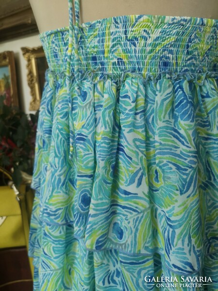 Mykonos S-es kék-sárga mediterrán nyári ruha