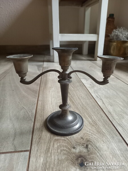 Old three-pronged silver-plated candle holder (14.5x19 cm)