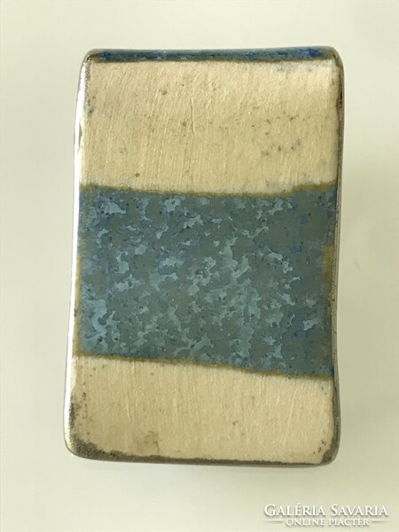 Ceramic pendant with marbled enamel, silver-plated border