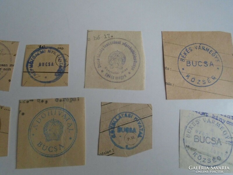 D202331  BUCSA  régi bélyegző-lenyomatok  16 db.   kb 1900-1950's