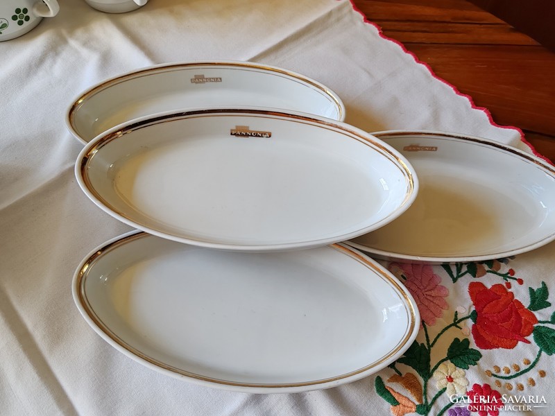 3 db Pannónia feliratos Alföldi porcelán ovális tányér