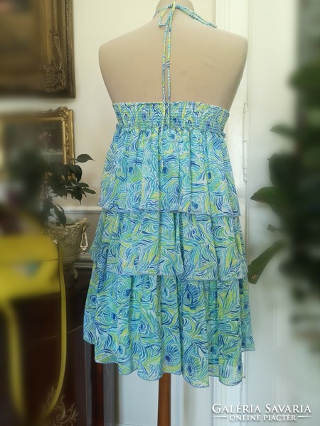 Mykonos S-es kék-sárga mediterrán nyári ruha