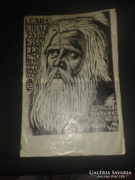 Mátyás Varga (1910-2002): King Lear, 1939 woodcut, tracing paper, marked on the engraving
