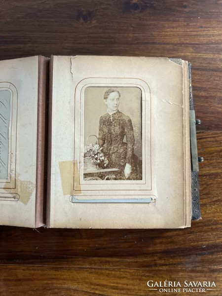 Antique leather-bound photo album, photo album