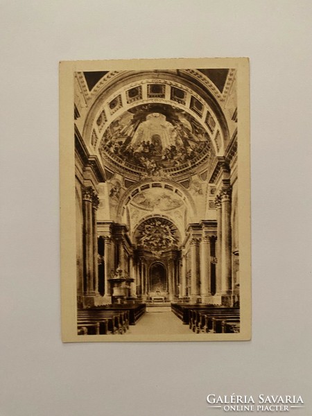 Old postcard. Szombathely Cathedral. Interior detail.