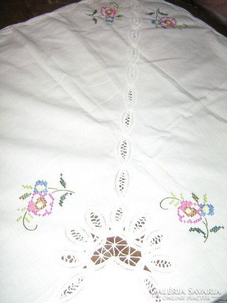 Beautiful sewn embroidered cross stitch tablecloth