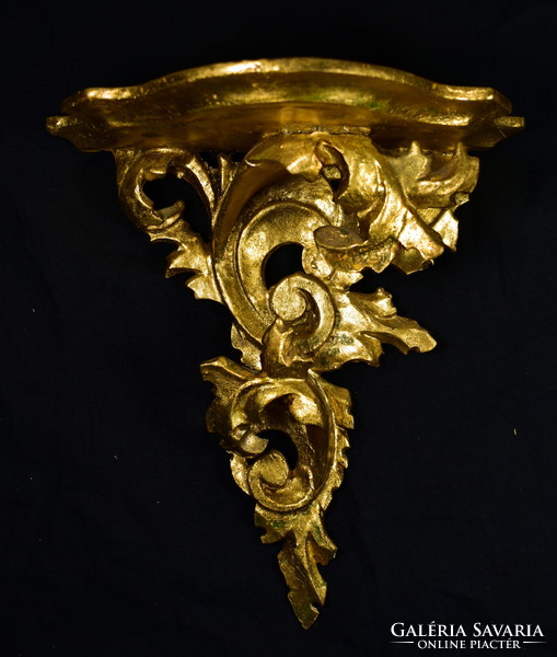 Rococo gilded carved wooden small wall console shelf
