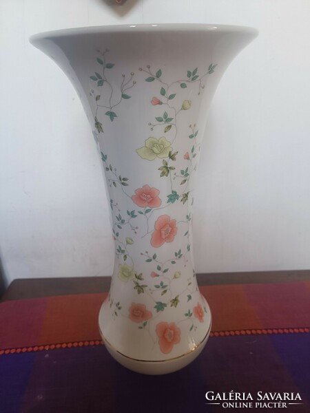 Huge unique floral hand-painted Hólloháza porcelain vase 43cm