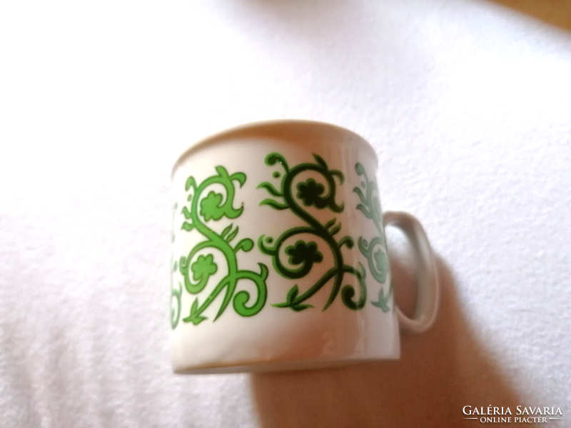 Zsolnay, green, Hungarian, folk pattern mug 40.