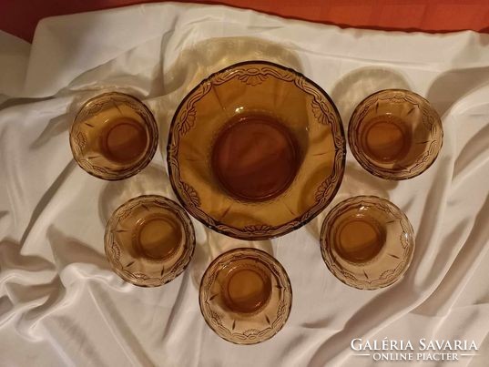 Amber colored compote set for sale